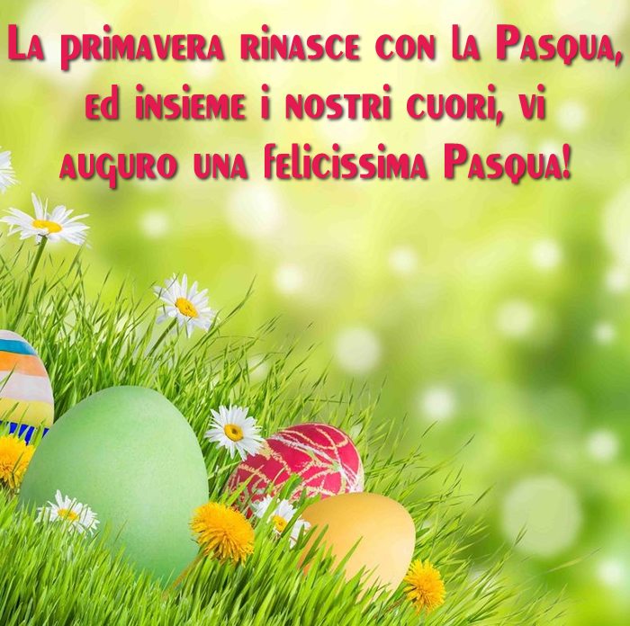 immagine con messaggio: La primavera rinasce con la Pasqua