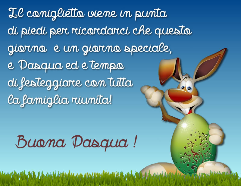 biglietto di auguri con coniglietto e buona Pasqua!