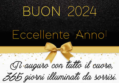 Elegante biglietto di auguri di felice anno nuovo a con testo: ti auguro con tutto il cuore, 365 giorni illuminati da sorrisi.