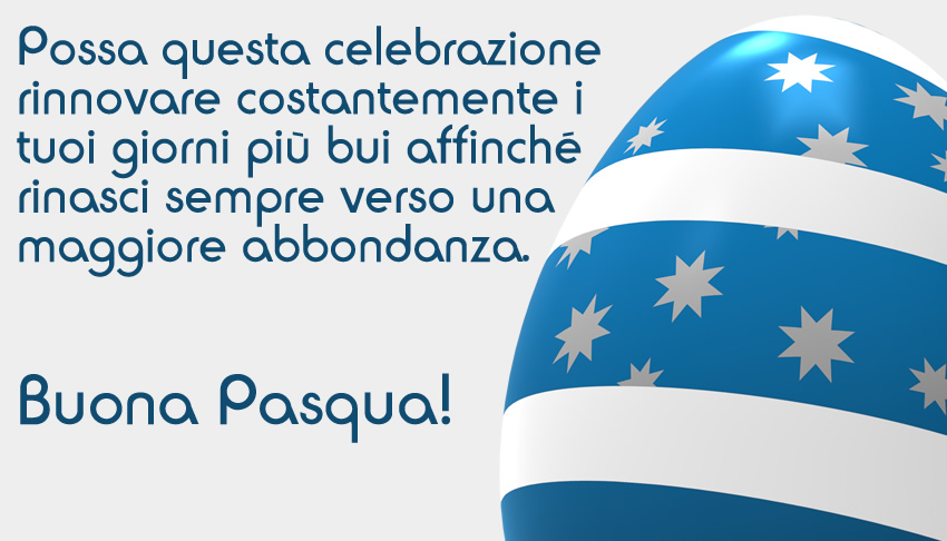 Immagine con grande uova di Pasqua e simpatico testo di auguri