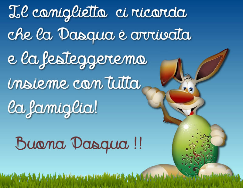 Biglietto di auguri con coniglietto e auguri di buona Pasqua!