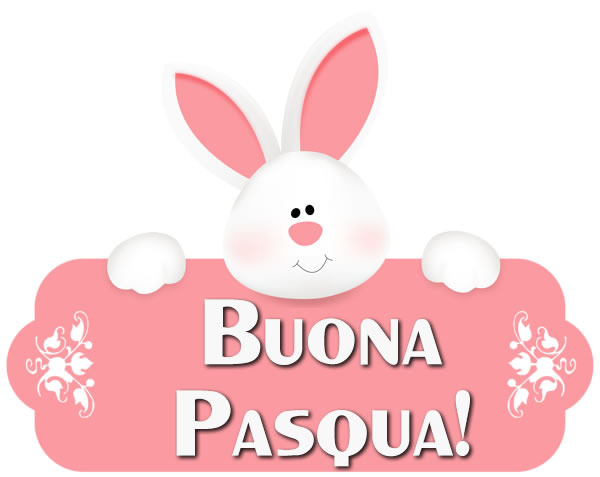 Immagine di un coniglietto che tiene un cartello Buona Pasqua