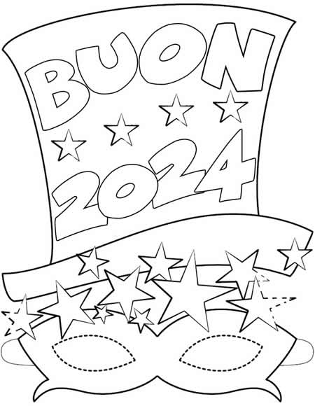 Disegno cilindro con maschera di Capodanno 2025