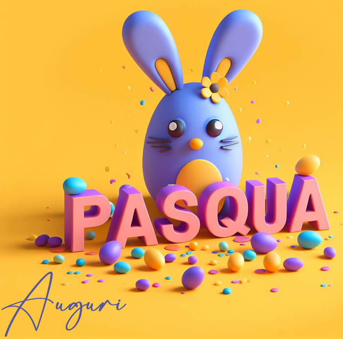 Coniglietto con scritta PASQUA in 3d