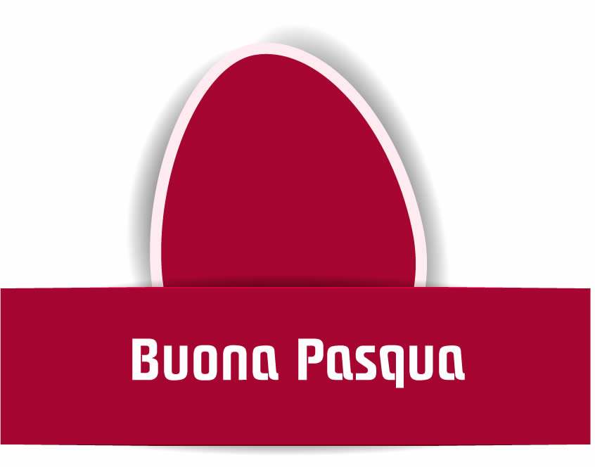 Immagine con uovo di Pasqua rosso e messaggio di Buona Pasqua