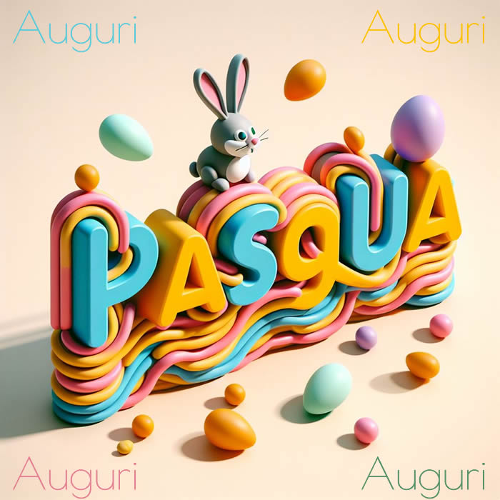 Biglietto di auguri di Buona Pasqua allegro e multicolore