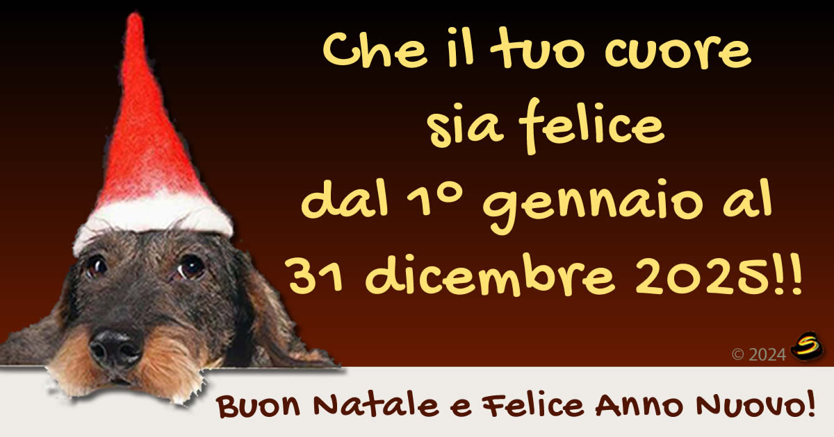 Immagine di Natale con cane. 1° gennaio-31 dicembre 2025