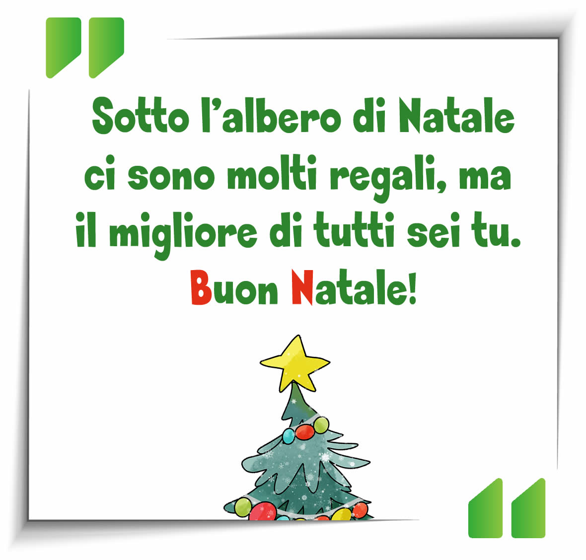 Immagine con albero di Natale con messaggio per qualcuno che ami