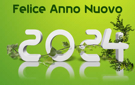 Immagine con sfondo verde, con il testo 2025 in 3D con riflesso