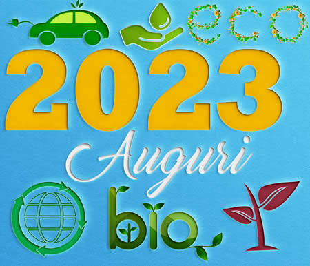 immagine tanti auguri 2025 con clipart sul tema ecologiche