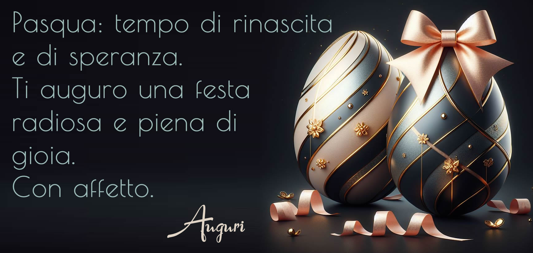 Cartolina di auguri per Pasqua con due uova di pasqua decorate