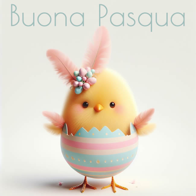 Coniglietto con uova decorate in una immagine molto tenera